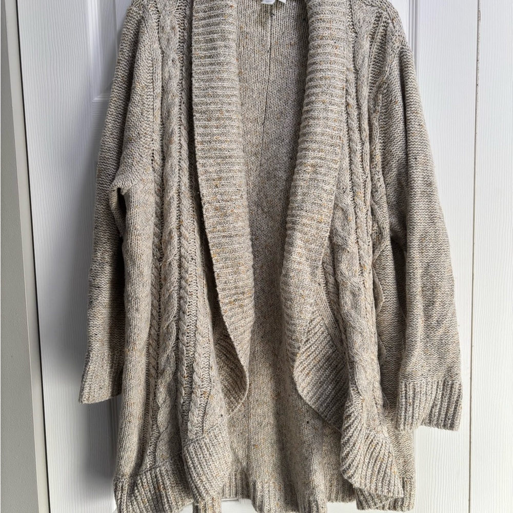 Coldwater Creek Textured Open Front Cardigan - Gray